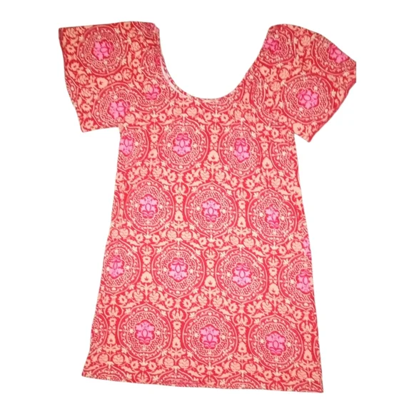 Boden Floral Scoop Neck Mini Dress Size 10 Red Pink - Picture 2 of 5